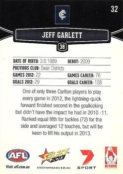 2013 Select AFL Champions #32 Jeff Garlett Back